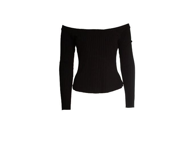 Autre Marque Il top a coste con spalle scoperte di The Range in nero
