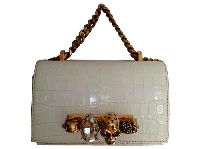 Borsa Alexander McQueen Four Ring in pelle bianca Bianco