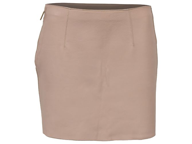Mini Bleistiftrock Dsquared2 aus nude Leder Braun Fleisch