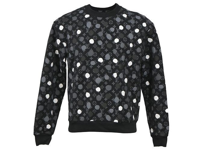 Schwarzer Baumwoll-Pullover mit Infinity Dots-Druck von Louis Vuitton x Yayoi Kusama