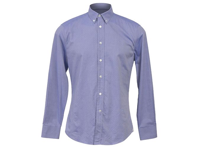 Camicia a maniche lunghe Regular Fit in cotone azzurro chiaro con pois svizzeri Louis Vuitton Blu Blu chiaro