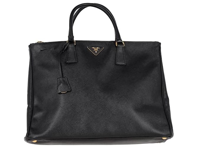 Prada Double Zip Executive Tote Bag in Black Saffiano Lux Leather ref.1642929 Joli Closet