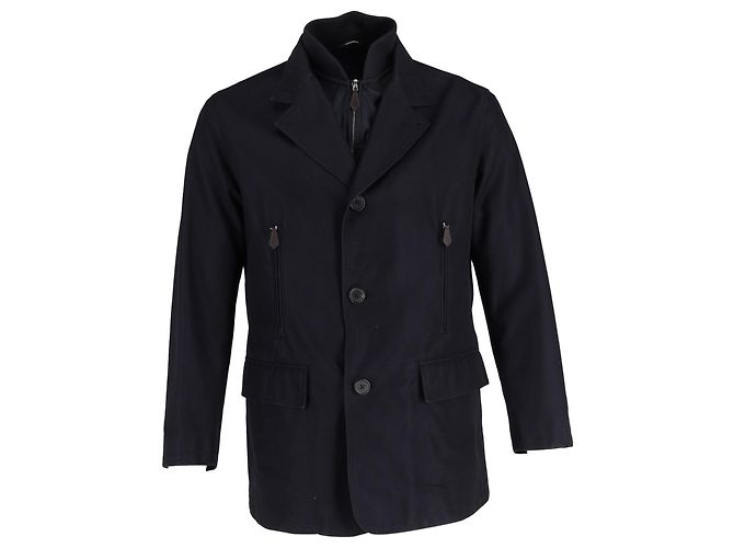 Hermès-Blazer mit Weste aus marineblauer Baumwolle
