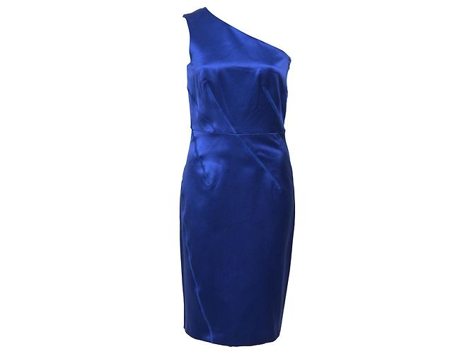 Michael Kors Mini Kratz-Effekt Ein-Schulter Kleid aus blauer Satin