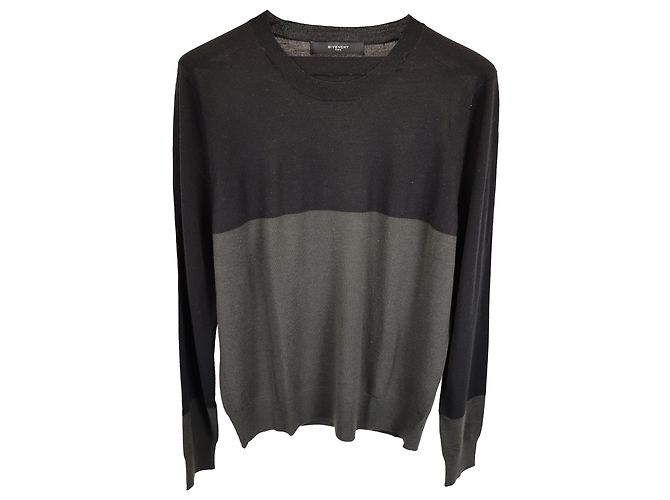 Maglione a collo rotondo bicolore Givenchy in lana nera e grigia Multicolore