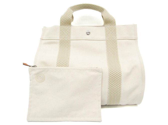 Hermès Damentasche aus Canvas Hermes Cannes PM Aus weiß Leinwand