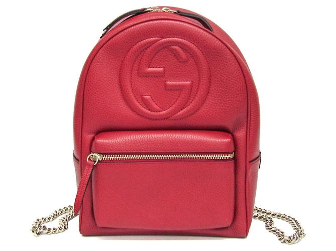 Sac à dos en cuir Gucci Soho Interlocking G pour femmes Rouge