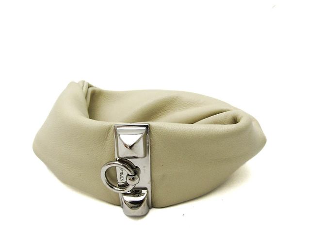 Pulsera de cuero Hermès Médor Petit H Beige