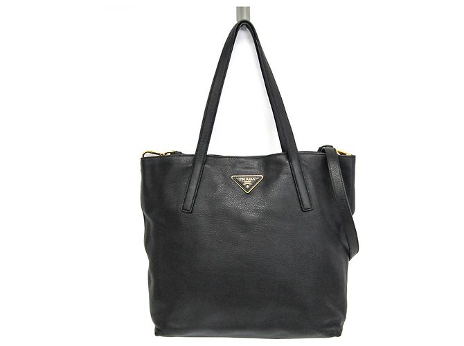 Tote Damentasche aus Leder mit Prada-Dreieckslogo Schwarz