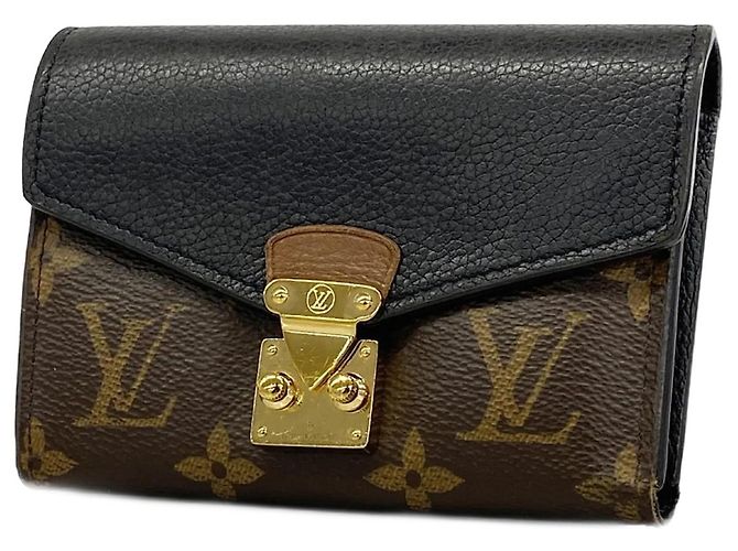 Pallas Louis Vuitton Tri-fold Wallet Brown Black