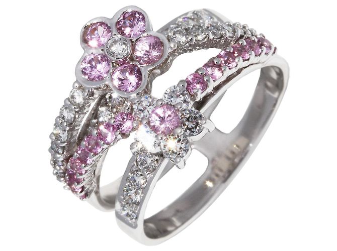 Autre Marque Diamantring mit rosa Saphir Pt900