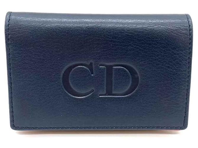 Portafoglio in pelle Dior blu navy e rosso