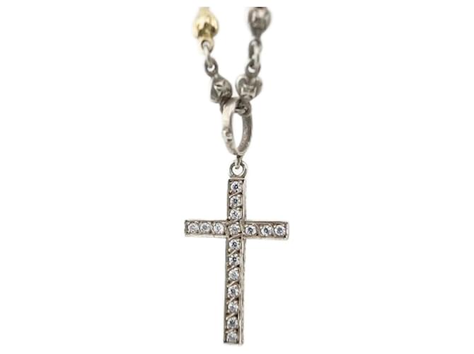 Autre Marque Laurie Rodkin Cross Pendant Heart Necklace SV/YG Silvery Metal  ref.1647074