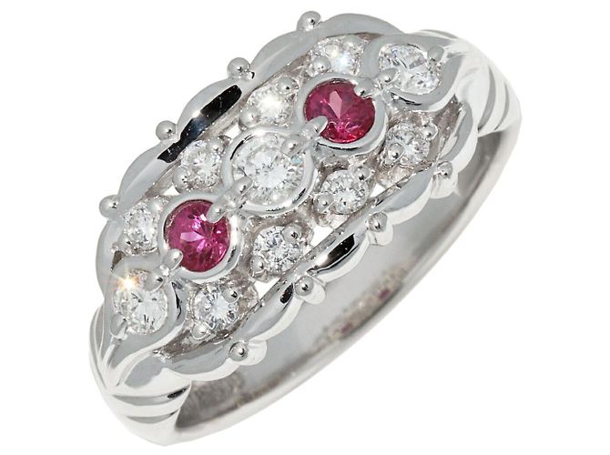 Autre Marque Pt900 Ruby Diamond Ring
