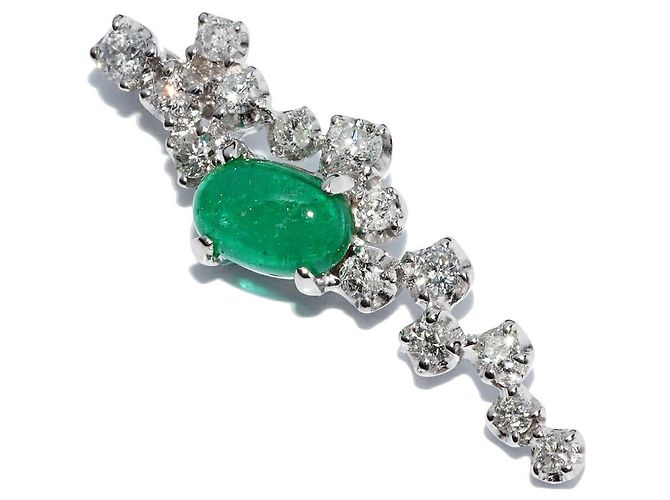 Autre Marque K18WG Smaragd-Diamant-Anhänger