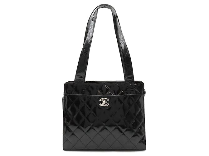 Chanel Patent Leather Matelasse Coco Mark Tote Bag