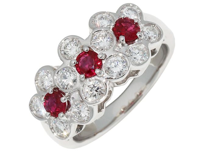 Autre Marque Pt900 Ruby Diamond Ring