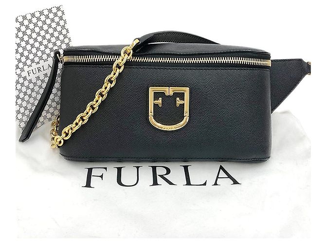 Borsa a spalla in pelle Furla nera Nero