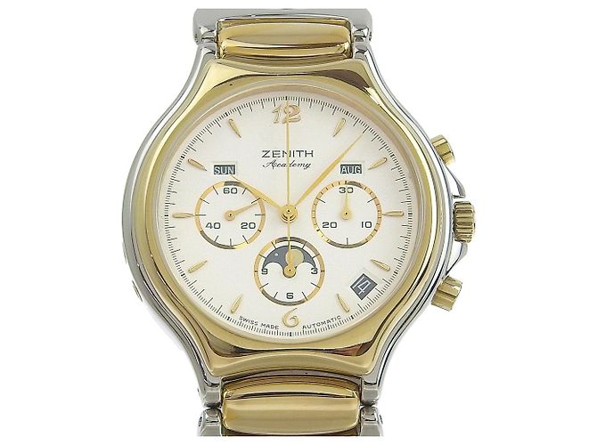 Zénith Relógio automático de calendário triplo com fase da lua Zenith Academy El Primero Prata