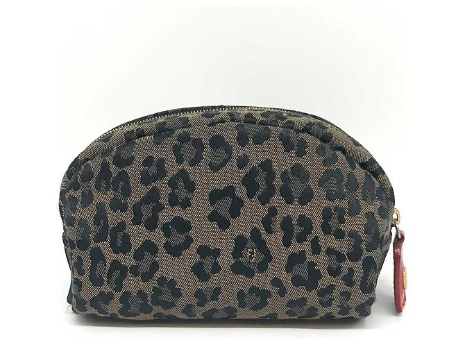 Fendi Canvas Leder Kosmetiktasche Braun