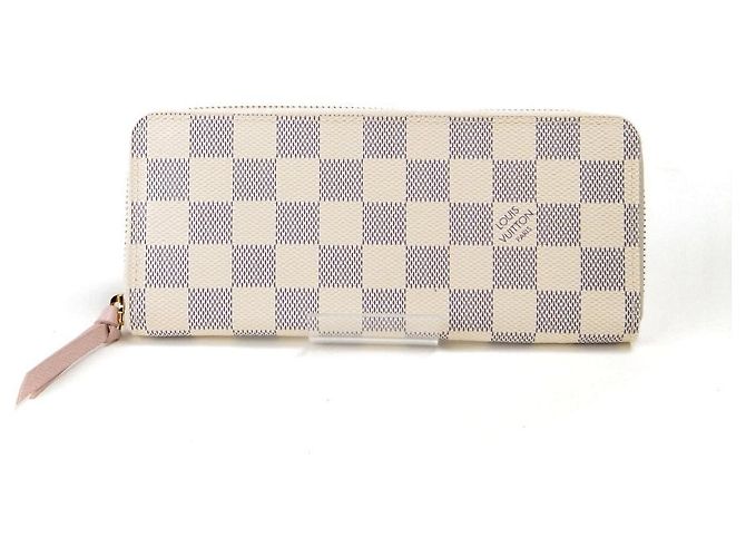 Cartera Clemence Damier Azur Larga de Louis Vuitton Blanco