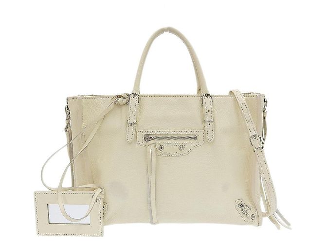 Balenciaga Leder Mini-Handtasche 2WAY Elfenbein Weiß