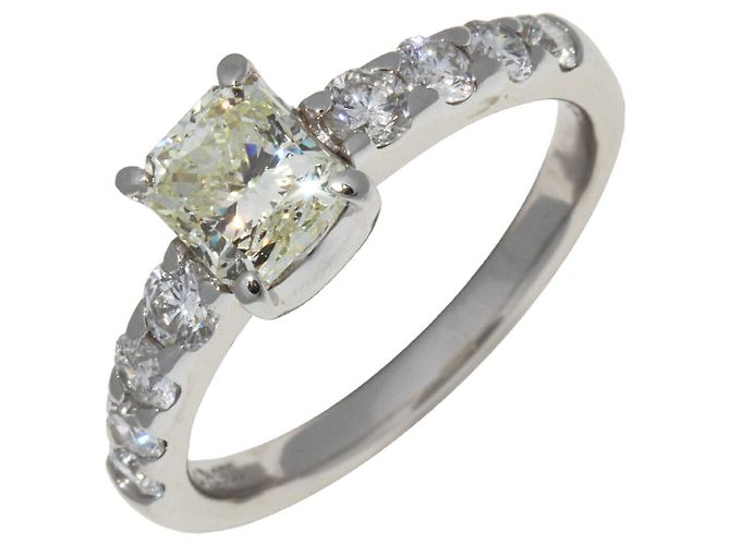 Autre Marque Pt900 Platin-Diamantring 1,013 ct hellgelb-SI1-mittelblau