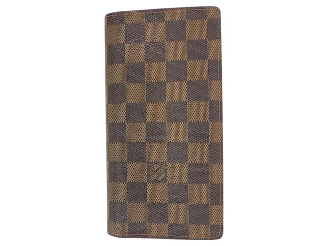 Louis Vuitton Damier Long Wallet N60017 Brown Cloth  ref.1656304