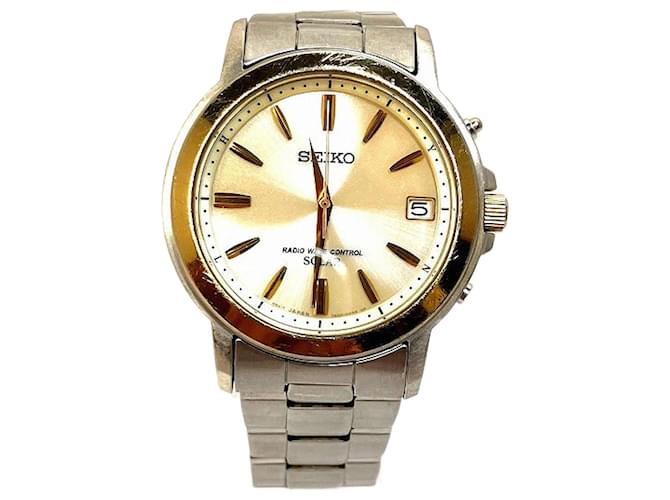 Autre Marque Seiko 7B52-0AF0 Solar Radio-Controlled Gold Dial 