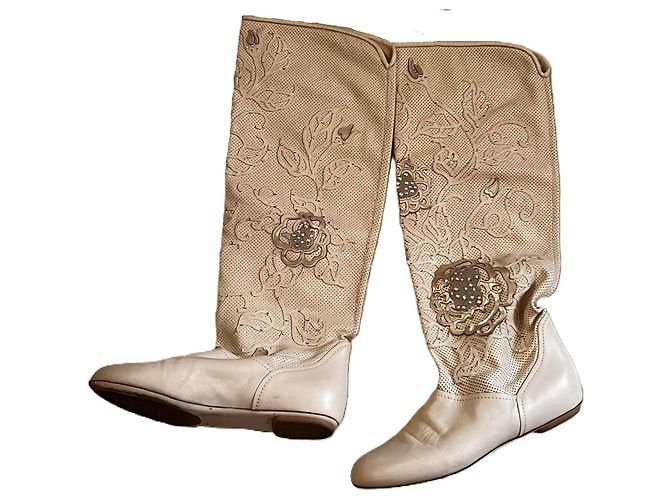 Loriblu Lederstiefel Creme Größe 39 Roh