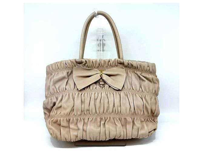 Prada Nappa Leather 2-Way Handbag Beige