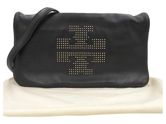 Autre Marque Borsa a spalla in pelle 2WAY Tory Burch Clutch Nera Nero