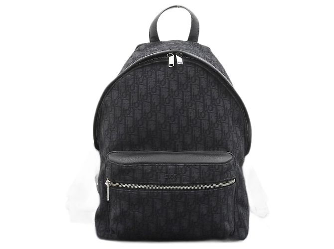 Christian Dior Leather Canvas Backpack 1VOBA088YKY H28E Black