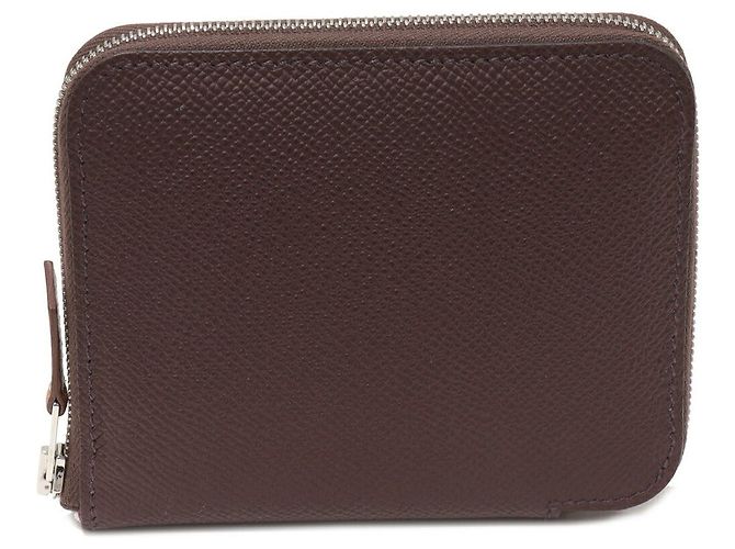 Monedero compacto de seda Azap de Hermès en Epsom Roja