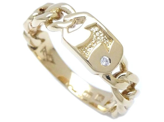 Autre Marque Initial T Diamond Ring K18YG Yellow Gold Golden