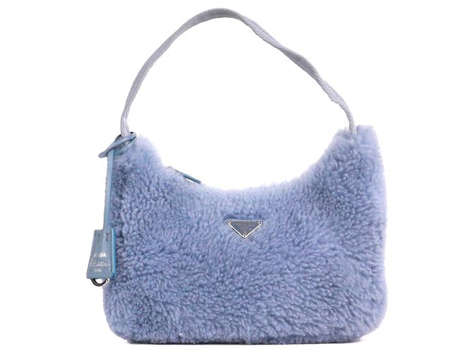 PRADA - Bolsa de ombro mini Prada Re-Edition 2000 em lã azul
