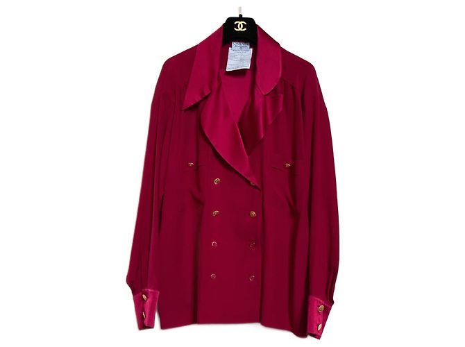 Camicetta Chanel in seta rossa Rosso