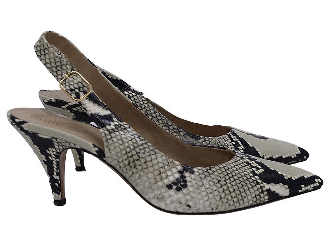 Khaite River 75mm Python-Embossed Pumps in Animal Print Leather