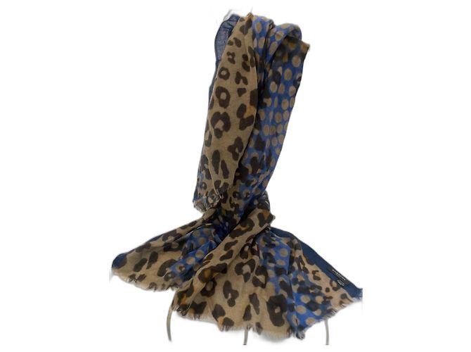 Givenchy Leopard Pattern Wool Scarf Multicolored