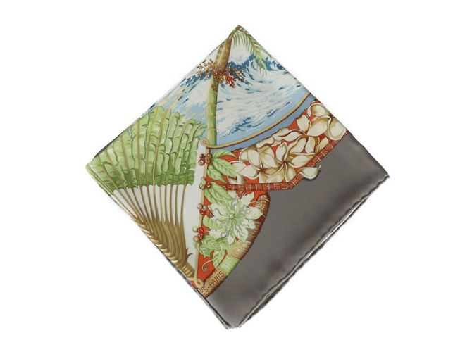 Lenço Aloha Carre 90 da Hermès Marrom Multicor