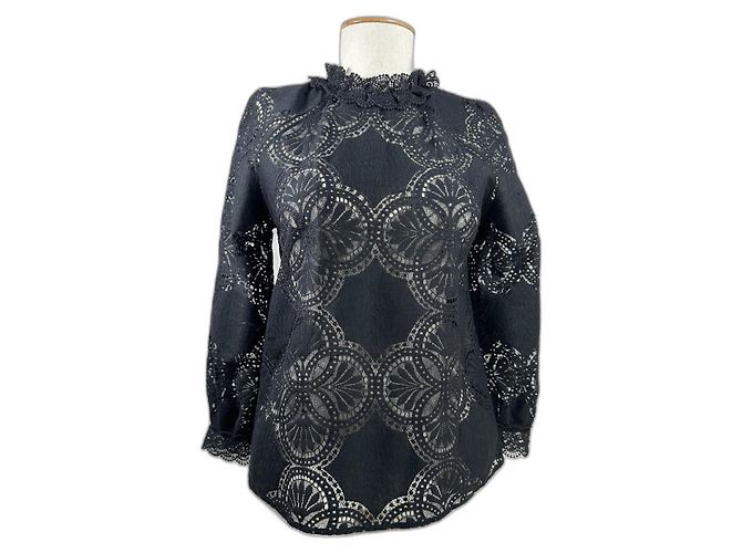 Blusa de encaje Bianca SéZane negra Negro