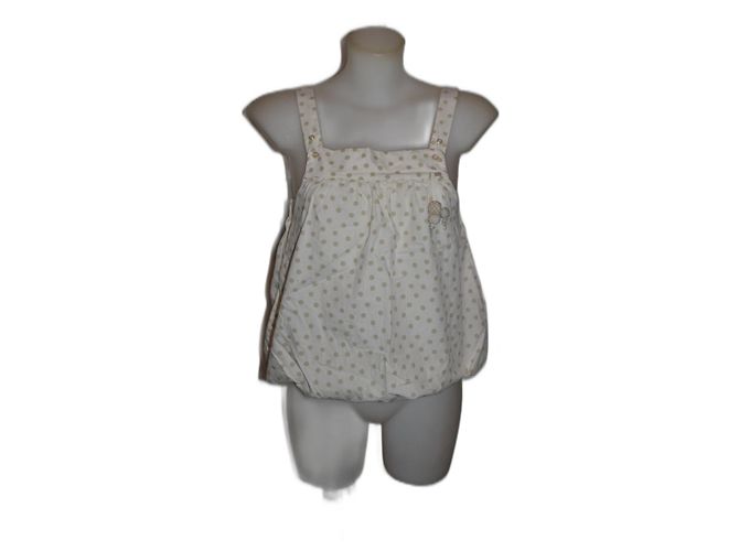 Top de lunares Christian Dior de algodón blanco beige