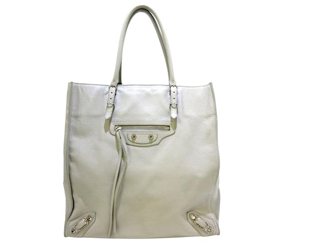 White Balenciaga Papier A5 Leather Tote Bag ref.1663934 Joli Closet