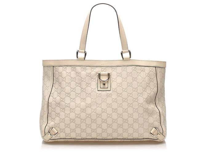 Sac cabas Gucci Guccissima Abbey D-Ring blanc