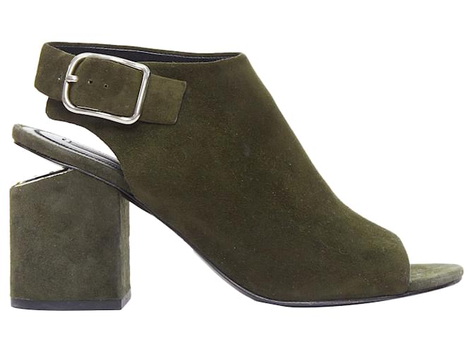 Autre Marque Alexander Wang Nadia green silver cut-out open-toe heels Suede  ref.1665418