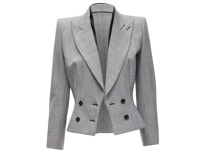 Alexander Mcqueen 1990 Vintage Grey Houndstooth Layer Collar Power Blazer It40 S