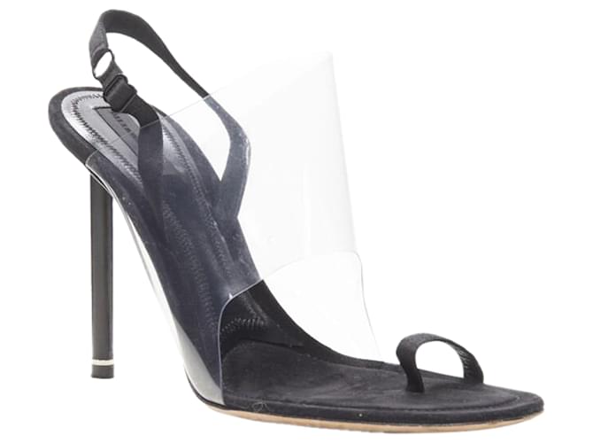 Autre Marque Alexander Wang Clear Black Strappy Slingback Mule Sandal Plastic  ref.1665664