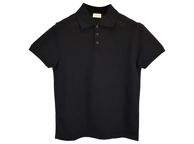 Polo Saint Laurent Paris Cassandre en coton noir