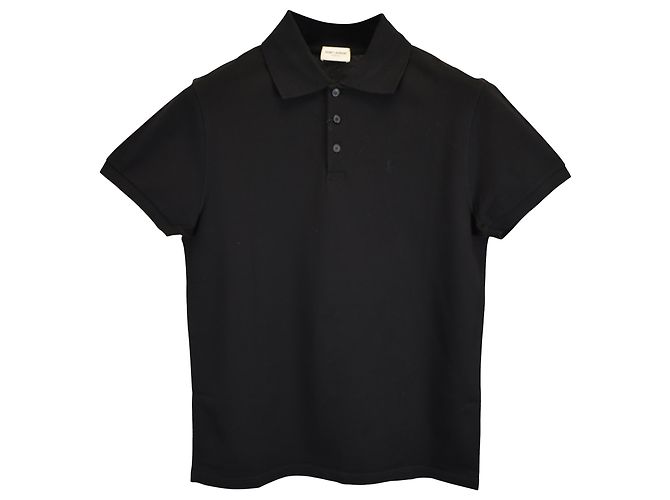 Camisa polo Saint Laurent Paris Cassandre en algodón negro