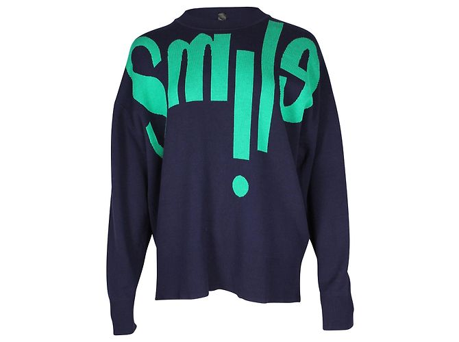 Sandro Paris Smile Print Pullover aus marineblauer Viskose 
